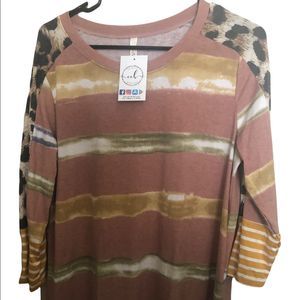 Xl Celeste top with leopard print nwt